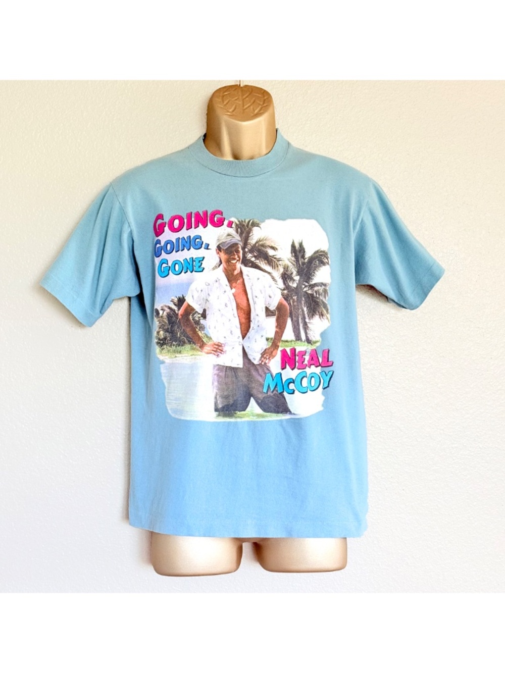 VTG 1996 Neal McCoy Going Going Gone Country Music Double Sided Tour Tee Blue L